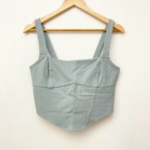 Garage Blue Corset Bustier Square Neck Tank Top